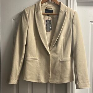 Two Kenneth Cole Light Cream and blue Single-Button Blazers